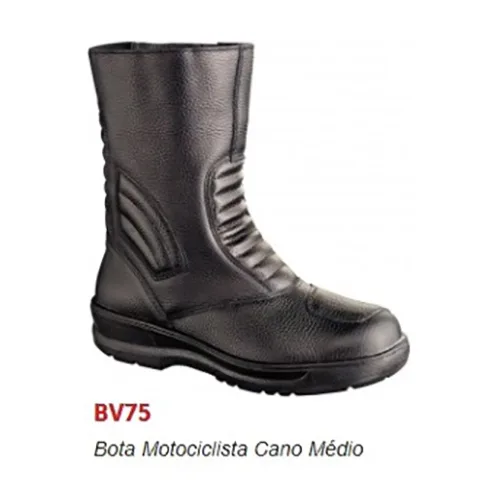 BOTA MOTOCICLISTA CANO MÉDIO PRETA