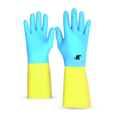 LUVA DE LÁTEX NATURAL E NEOPRENA AZUL/AMARELA