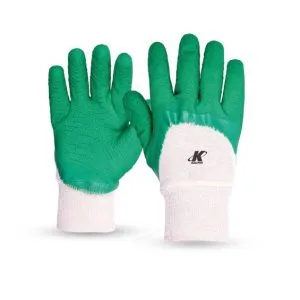 LUVA DE MALHA DE ALGODÃO COM REVESTIMENTO EM LATEX NATURAL VERDE