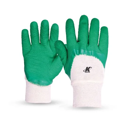 LUVA DE MALHA DE ALGODÃO COM REVESTIMENTO EM LATEX NATURAL VERDE