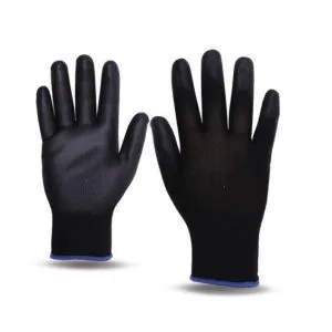 LUVA TRICOTADA EM NYLON COM REVESTIMENTO EM PU PRETO