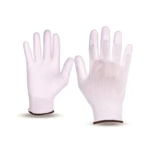 LUVA TRICOTADA EM NYLON COM REVESTIMENTO EM PU BRANCA