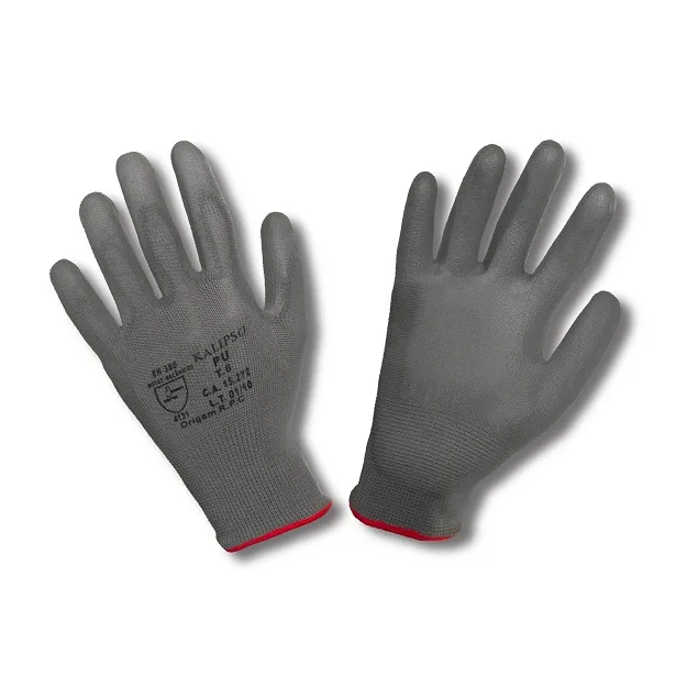 LUVA TRICOTADA EM NYLON COM REVESTIMENTO EM PU CINZA