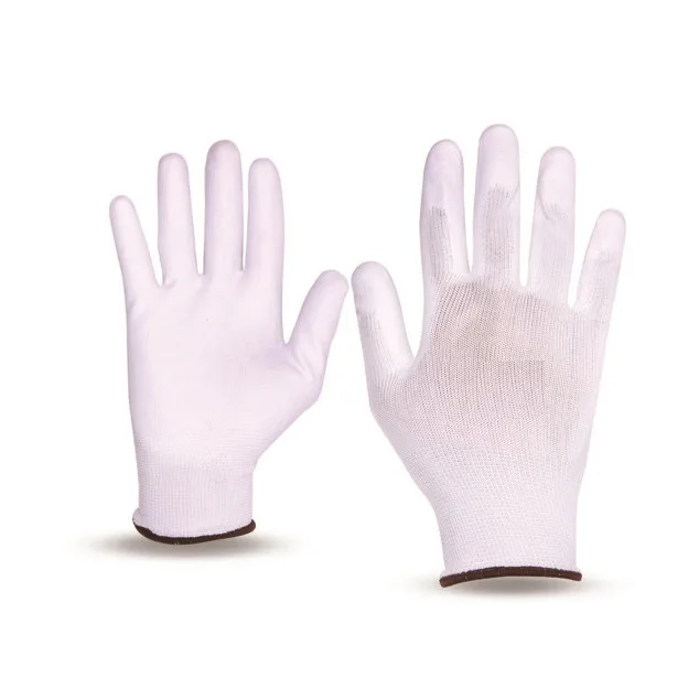 LUVA TRICOTADA EM NYLON COM REVESTIMENTO EM PU BRANCA
