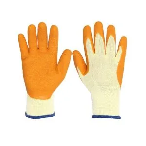 LUVA TRICOTADA EM POLIESTER COM REVESTIMENTO CORRUGADO EM LATEX LARANJA